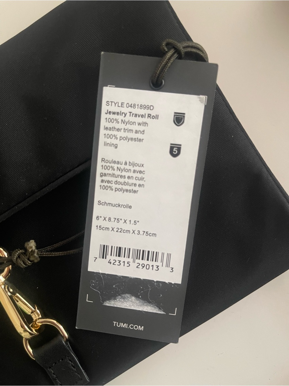 TUMI Black Jewelry Travel Roll with Gold Hardware NEW - Picture 4 of 4